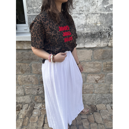 Pantalon fluide satin blanc ou beige – Taille élastique, taille unique jusqu’à 42