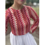 Top court tissé rouge rose – Manches amples – Taille S - M ou L | Melle Jeanne