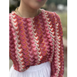Top court tissé rouge rose – Manches amples – Taille S - M ou L | Melle Jeanne
