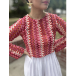 Top court tissé rouge rose – Manches amples – Taille S - M ou L | Melle Jeanne