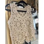 Top en maille blanc col V – basique chic femme