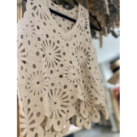 Top en maille blanc col V – basique chic femme