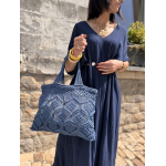 Robe longue fluide noire ou bleu marine avec ceinture coquillages – Taille unique jusqu’à 42