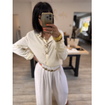 Chemise fluide blanc cassé – broche étoile de mer S/M ou M/L