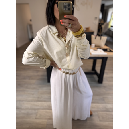 Chemise fluide blanc cassé – broche étoile de mer S/M ou M/L