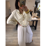 Chemise fluide blanc cassé – broche étoile de mer S/M ou M/L