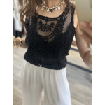 Top noir dentelle et tulle – Taille unique 36 à 42 | Melle Jeanne