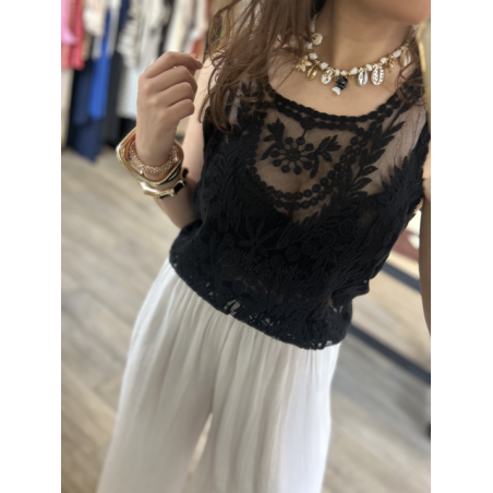 Top noir dentelle et tulle – Taille unique 36 à 42 | Melle Jeanne