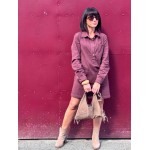 Robe chemise femme en jean souple – Bordeaux ou Marron glacé