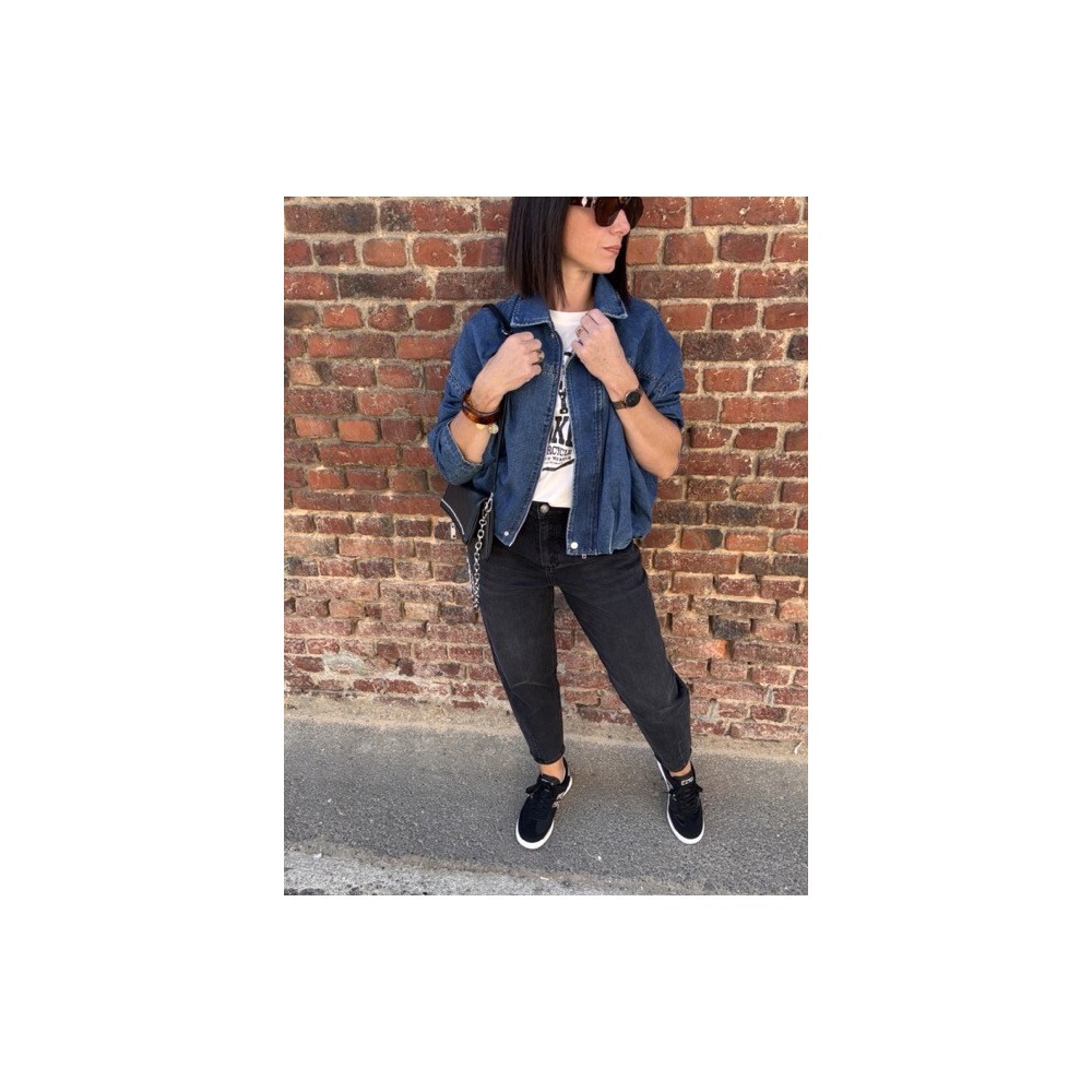 Veste en Jean Oversize Femme – Coupe Ballon, Style Décontracté (S, M, L) Veste en Jean Oversize Femme – Coupe Ballon, Style Décontracté (S, M, L)