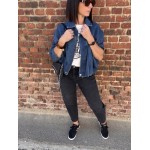 Veste en Jean Oversize Femme – Coupe Ballon, Style Décontracté (S, M, L)