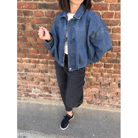 Veste en Jean Oversize Femme – Coupe Ballon, Style Décontracté (S, M, L)