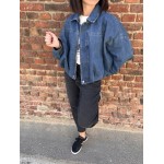 Veste en Jean Oversize Femme – Coupe Ballon, Style Décontracté (S, M, L)