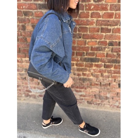 Veste en Jean Oversize Femme – Coupe Ballon, Style Décontracté (S, M, L)