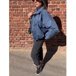 Veste en Jean Oversize Femme – Coupe Ballon, Style Décontracté (S, M, L)