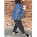 Veste en Jean Oversize Femme – Coupe Ballon, Style Décontracté (S, M, L)
