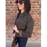 Veste en Jean Léopard Femme – Coupe droite avec Poches (SM, ML)
