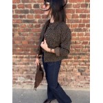 Veste en Jean Léopard Femme – Coupe droite avec Poches (SM, ML)