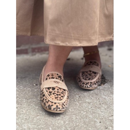 Mocassins Femme Beige et Léopard – Chaussures Élégantes du 36 au 41