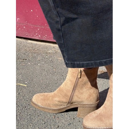 Bottines Femme Beige – Talon Moyen 7 cm, Élégantes et Confortables