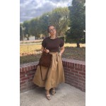 Jupe Pretty femme – taille haute plissée midi, bordeaux ou beige