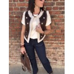 Gilet Sans Manches Femme – Moumoute et Suédine avec Broderie Blanche (S, M, L)
