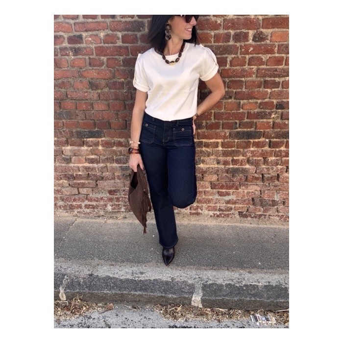 Jean Brut Femme – Coupe Bootcut avec Poches Plaquées (36 au 42)