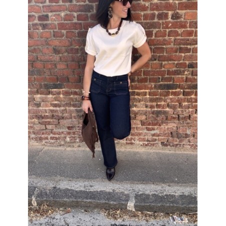 Jean Brut Femme – Coupe Bootcut avec Poches Plaquées (36 au 42)
