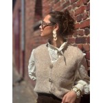Gilet Sans Manches Femme – Beige avec Boutons Fantaisie, Taille Unique Jusqu’au 42