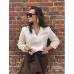 Blouse Écrue Femme – Broderie Anglaise sur les Manches (XS au XL)