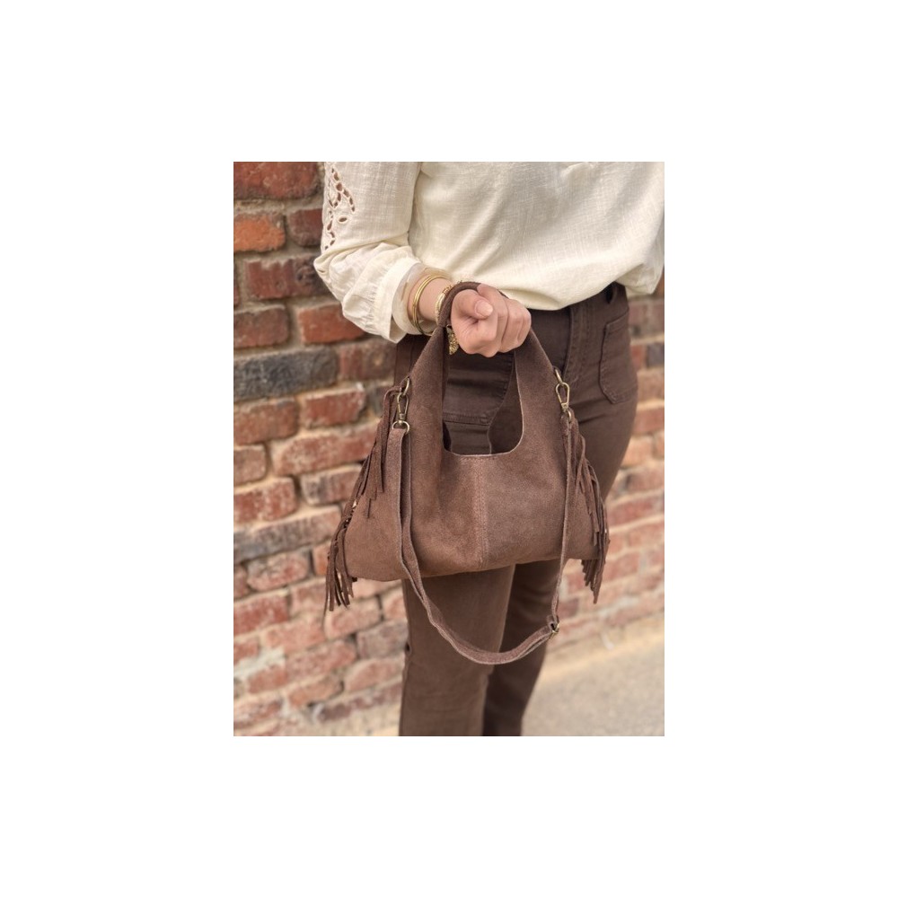 Sac Cuir Femme à Franges – Porté Main, Marron ou Beige Sac Cuir Femme à Franges – Porté Main, Marron ou Beige