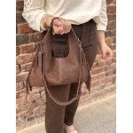 Sac Cuir Femme à Franges – Porté Main, Marron ou Beige