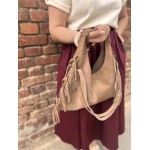 Sac Cuir Femme à Franges – Porté Main, Marron ou Beige