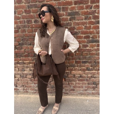 Sac Cuir Femme à Franges – Porté Main, Marron ou Beige
