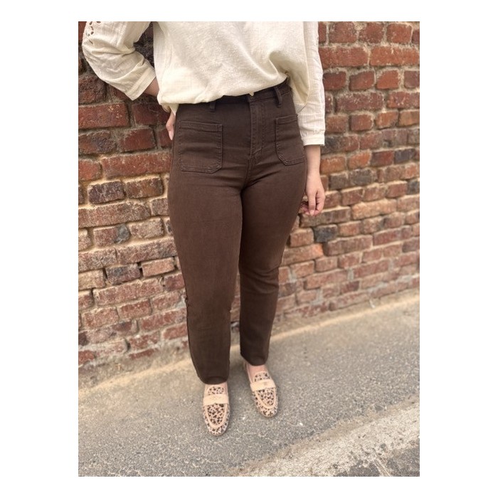 Jean Flared Marron Femme – Taille Haute, du 34 au 42