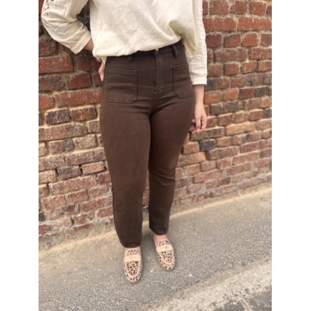 Jean Flared Marron Femme – Taille Haute, du 34 au 42
