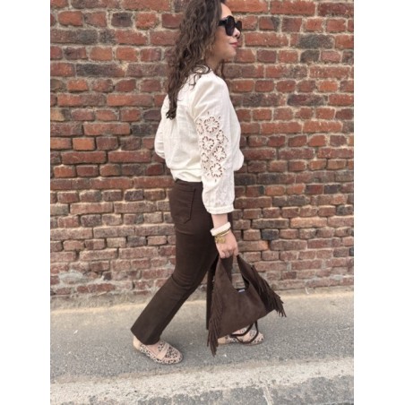 Jean Flared Marron Femme – Taille Haute, du 34 au 42