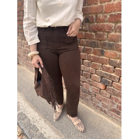 Jean Flared Marron Femme – Taille Haute, du 34 au 42