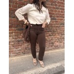 Jean Flared Marron Femme – Taille Haute, du 34 au 42