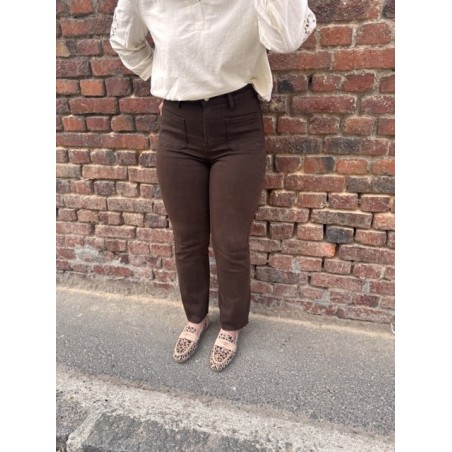 Jean Flared Marron Femme – Taille Haute, du 34 au 42