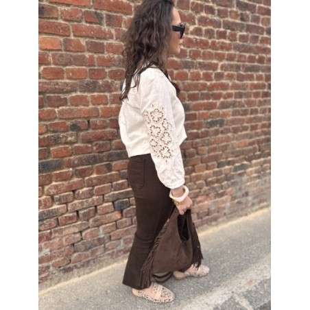 Jean Flared Marron Femme – Taille Haute, du 34 au 42