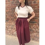 Jupe Pretty femme – taille haute plissée midi, bordeaux ou beige