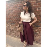 Jupe Pretty femme – taille haute plissée midi, bordeaux ou beige