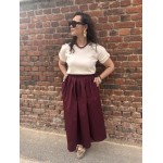 Jupe Pretty femme – taille haute plissée midi, bordeaux ou beige