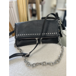 Sac bandoulière femme noir ou camel – Chaîne et strass tendance