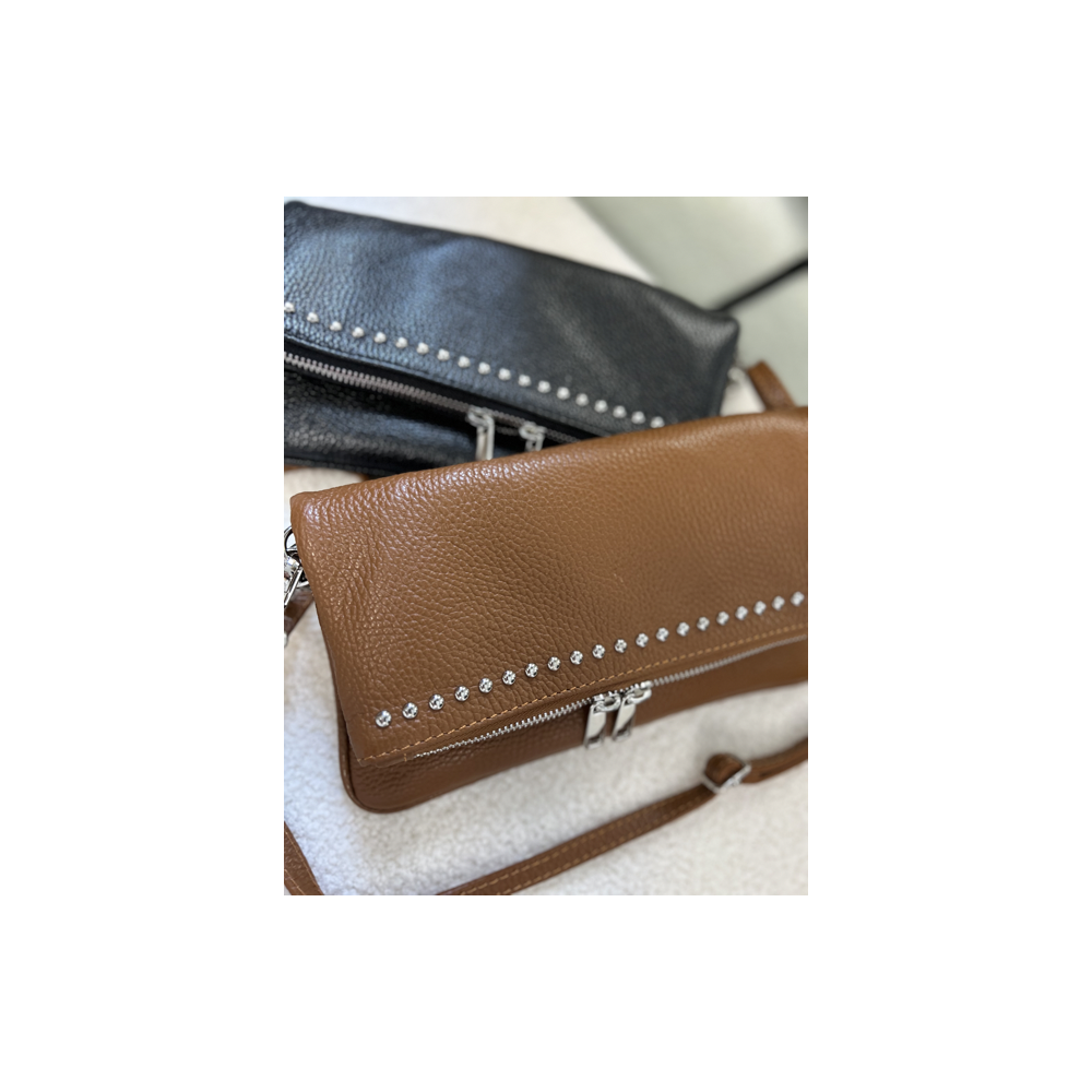Sac bandoulière femme noir ou camel – Chaîne et strass tendance Sac bandoulière femme noir ou camel – Chaîne et strass tendance