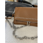 Sac bandoulière femme noir ou camel – Chaîne et strass tendance
