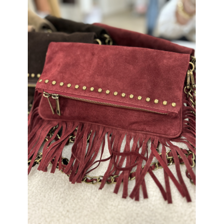 Sac en daim à franges femme – Taupe, marron ou bordeaux