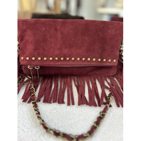 Sac en daim à franges femme – Taupe, marron ou bordeaux