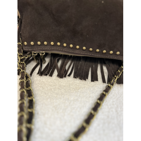 Sac en daim à franges femme – Taupe, marron ou bordeaux